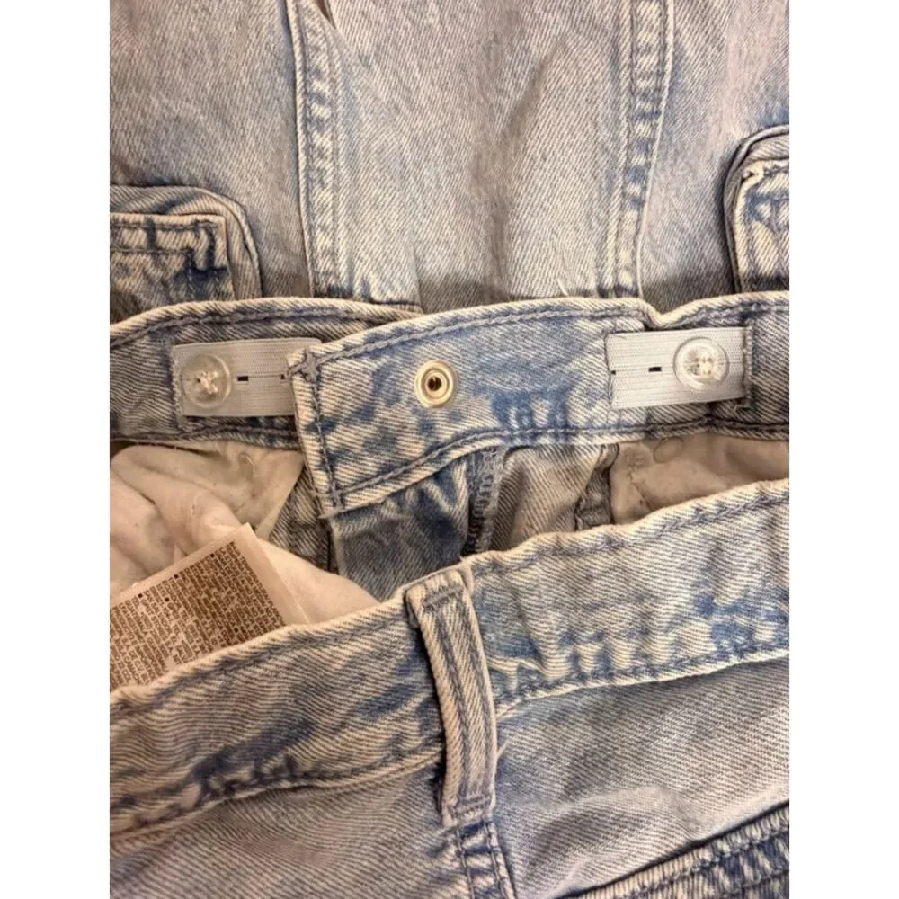 Old Navy Light Blue High Rise Baggy Cargo Pocket Jeans Girls 8 5034